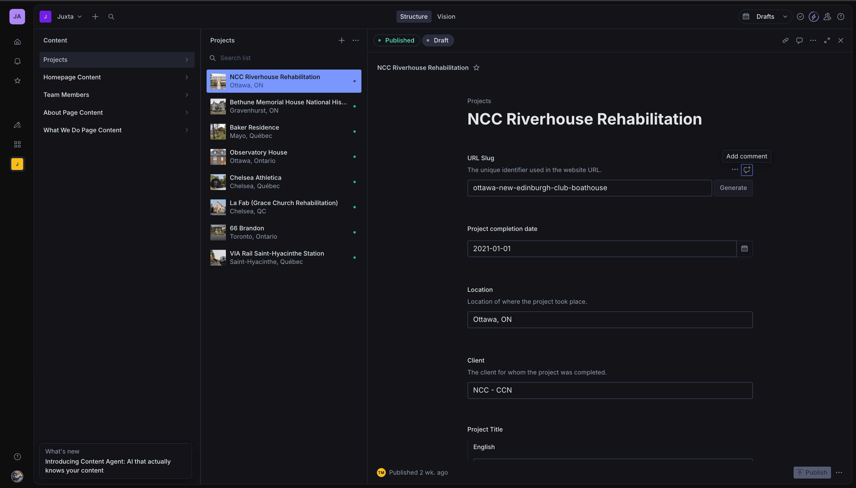 Sanity CMS flow for the Architectural project described in this blog post
